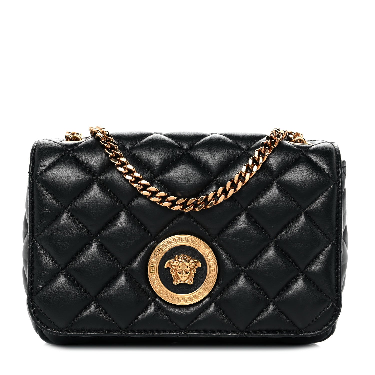 Versace Nappa Quilted Small Medusa Chain Crossbody Black 1 of 9