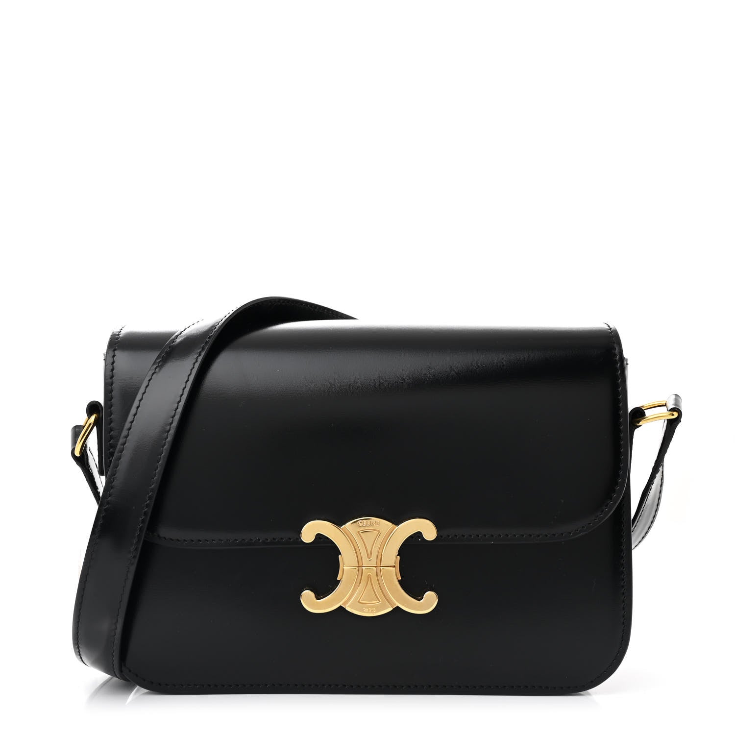 Celine Shiny Calfskin Medium Triomphe Black 1 of 12