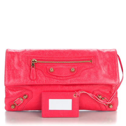 Balenciaga Agneau Giant 12 Rose Gold Hardware Envelope Clutch Rose Thulian 1 of 7