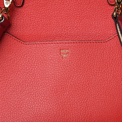 MCM Grained Calfskin Medium Milla Convertible Backpack Red 6 of 10