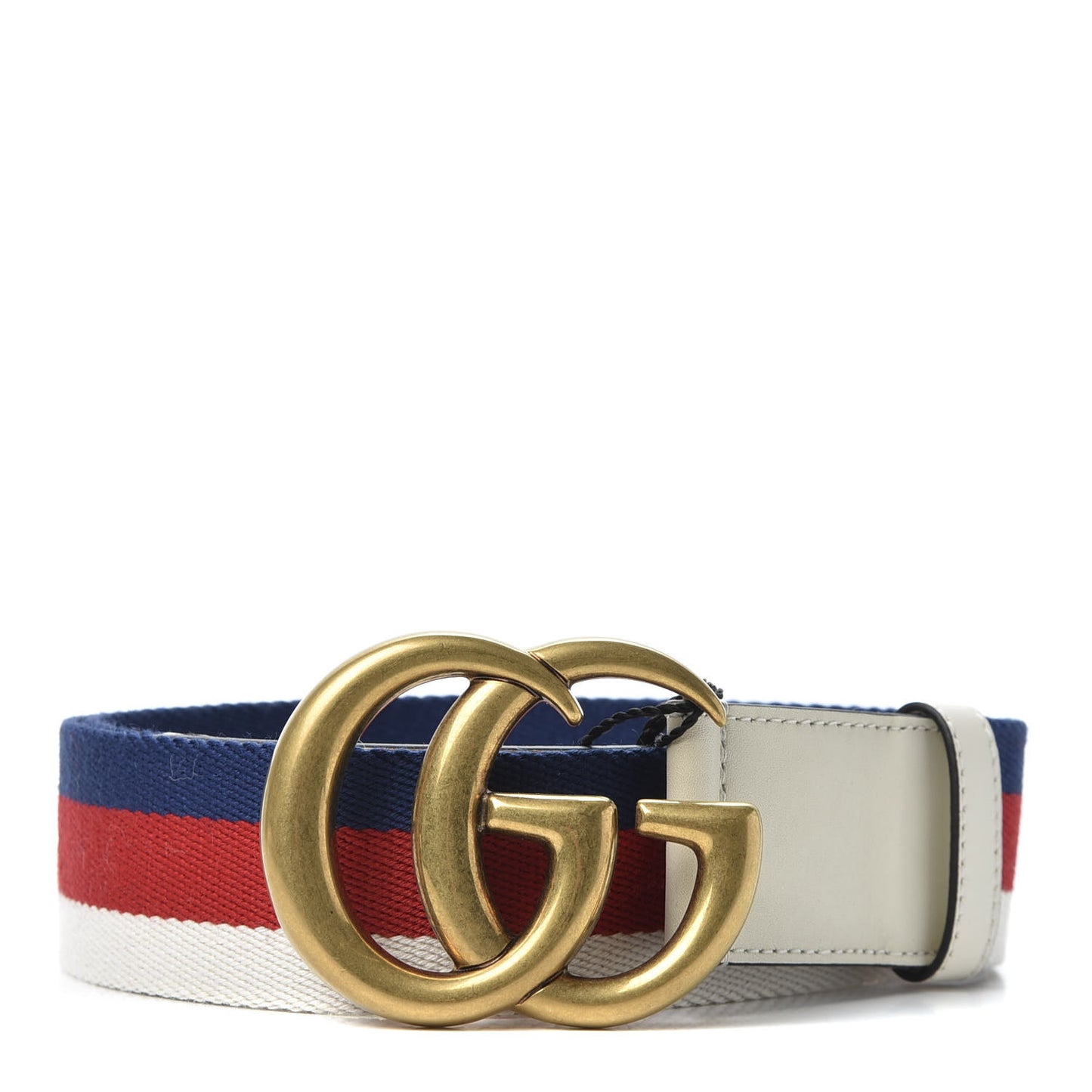 Nylon Calfskin Sylvie Web Double G 40mm Belt 90 36 Mystic White Hibiscus Red Maritime