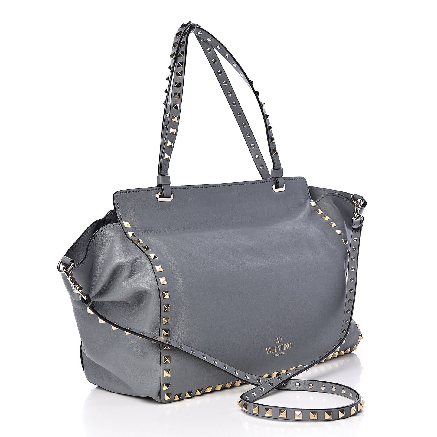 Vitello Medium Rockstud Tote Stone