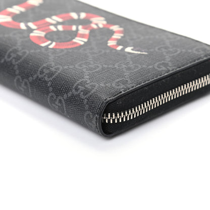 Gucci GG Supreme Monogram Kingsnake Zip Around Wallet Black Grey 8 of 8