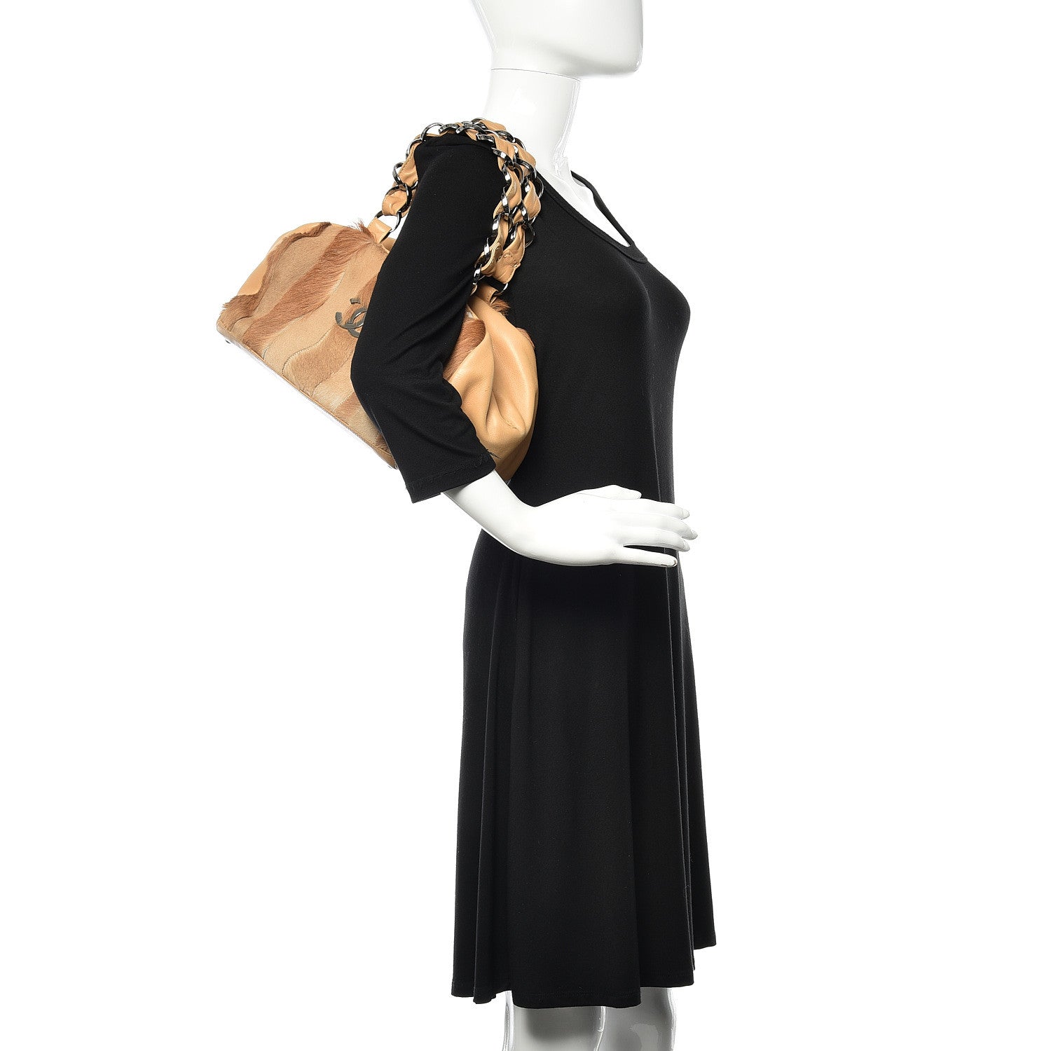 Chanel Lambskin Pony Hair Shoulder Bag Beige 2 of 20