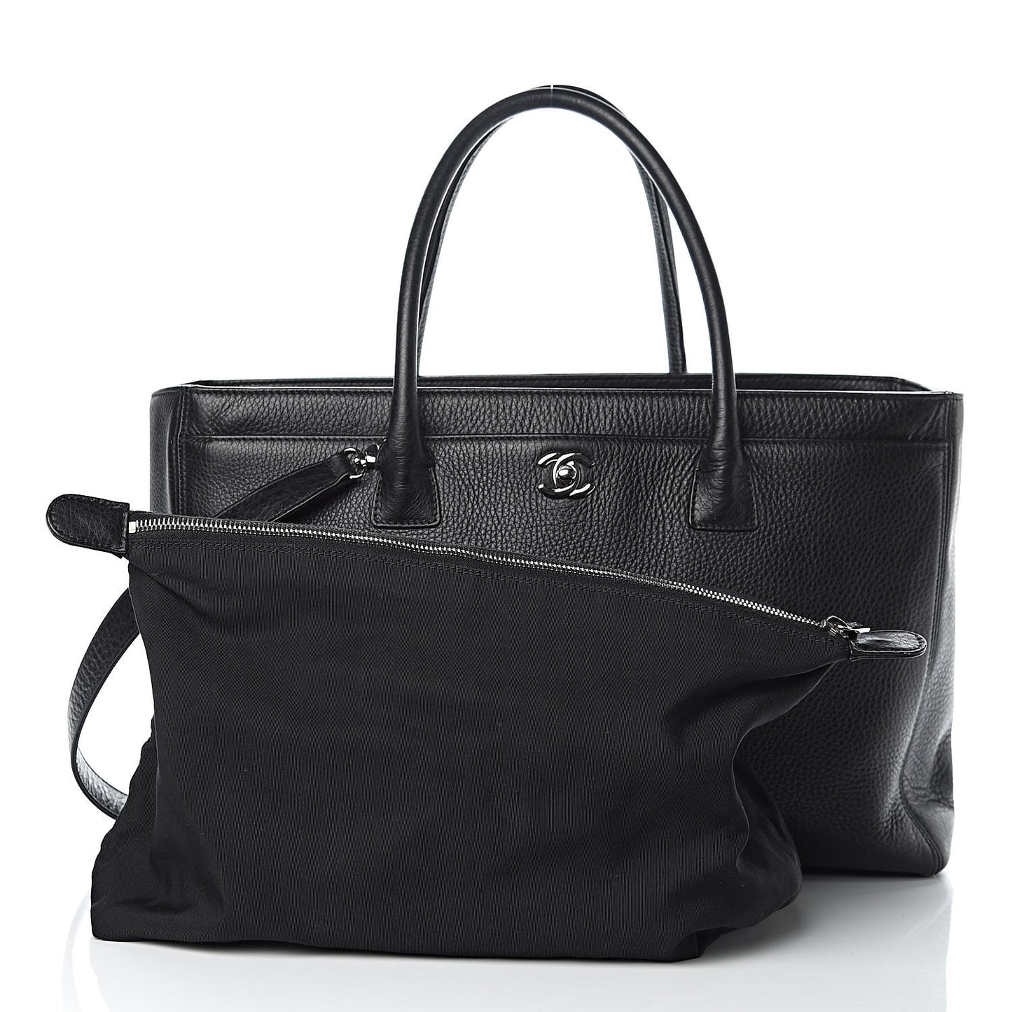 Calfskin Cerf Executive Shopper Tote Black