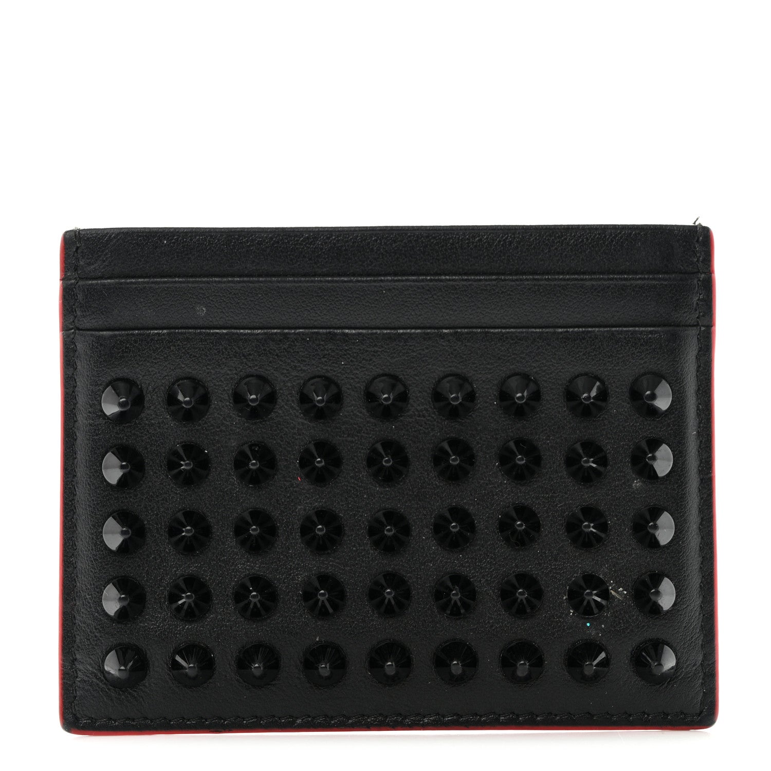 Christian Louboutin Calfskin Paris Spikes Kios Card Holder Black 1 of 13