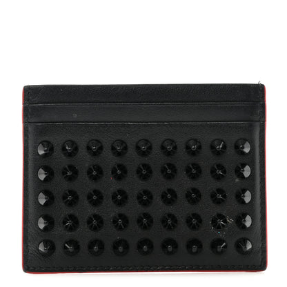 Christian Louboutin Calfskin Paris Spikes Kios Card Holder Black 1 of 13