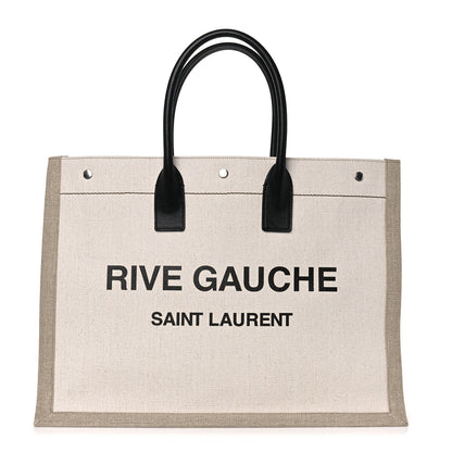 Saint Laurent Linen Calfskin Rive Gauche Tote Optic White 1 of 13
