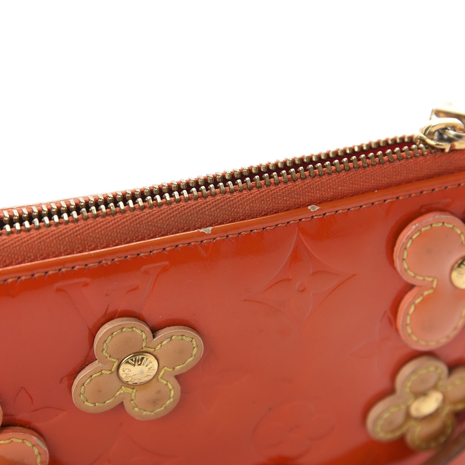 Louis Vuitton Vernis Lexington Fleurs Pochette Orange 10 of 14