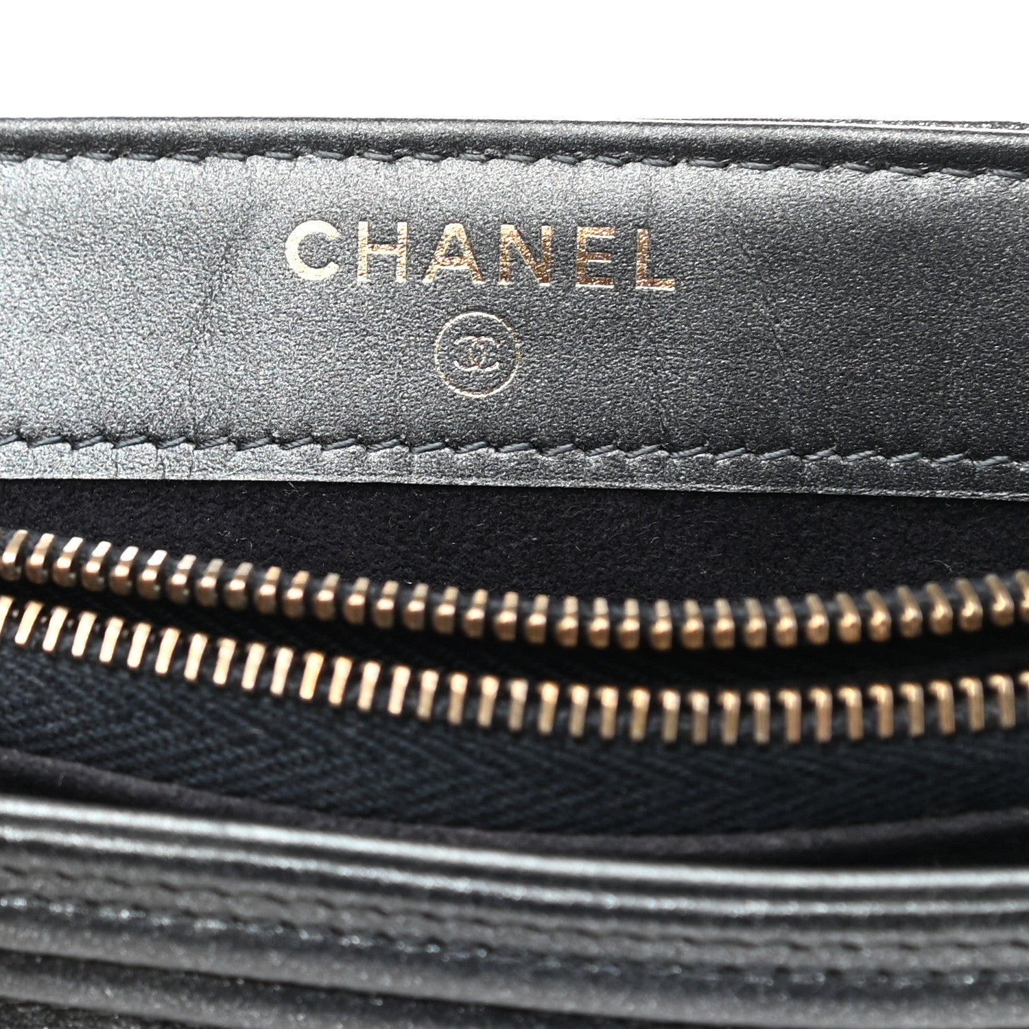 Chanel Metallic Calfskin Quilted Mini Boy Phone Holder Clutch Grey 6 of 8