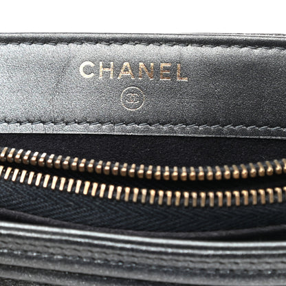 Chanel Metallic Calfskin Quilted Mini Boy Phone Holder Clutch Grey 6 of 8