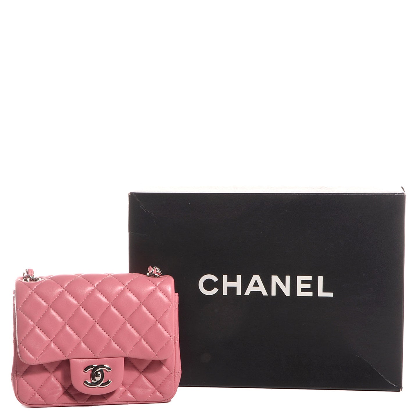 Lambskin Quilted Mini Square Flap Pink