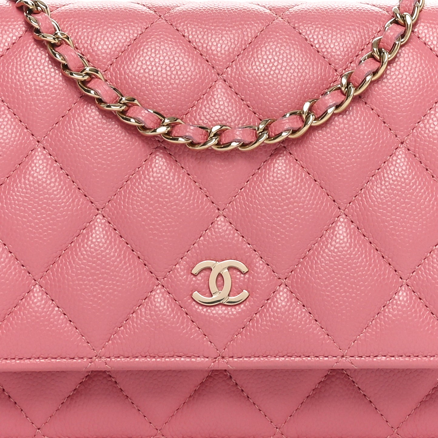 Caviar Quilted Wallet On Chain WOC Dark Pink