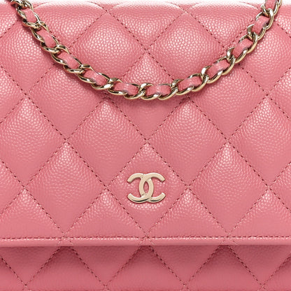 Chanel Caviar Quilted Wallet On Chain WOC Dark Pink 9 of 13