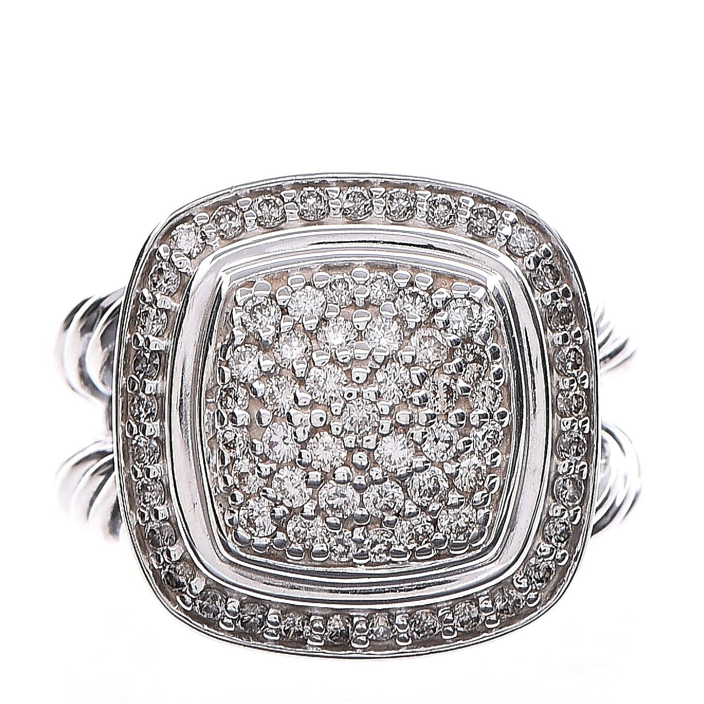 Sterling Silver Diamond 11mm Albion Pave Ring 53 6.5