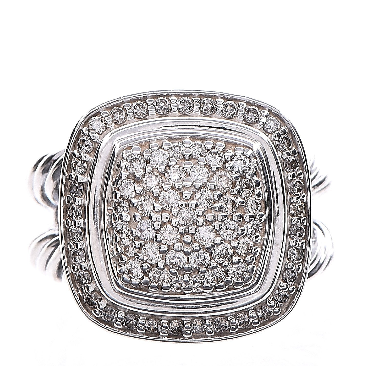 David Yurman Sterling Silver Diamond 11mm Albion Pave Ring 53 6.5 1 of 4