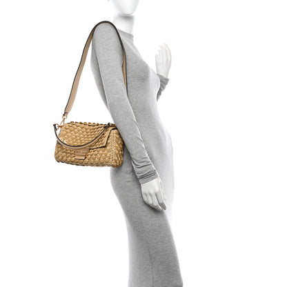 Fendi Sequin Macrame Baguette Beige Gold 2 of 11