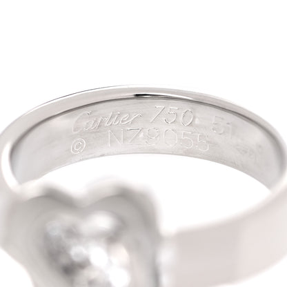 Cartier 18K White Gold Diamond Double Heart Ring 51 5.75 4 of 5