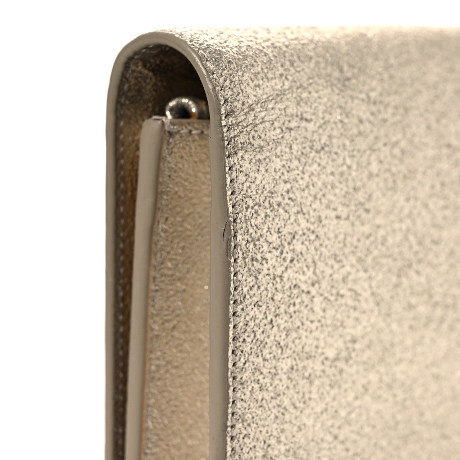 Saint Laurent Metallic Calfskin Classic Monogram Kate Tassel Chain Wallet Platine 14 of 14
