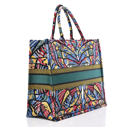 Christian Dior Canvas Embroidered Butterfly Book Tote Black Multicolor 3 of 9