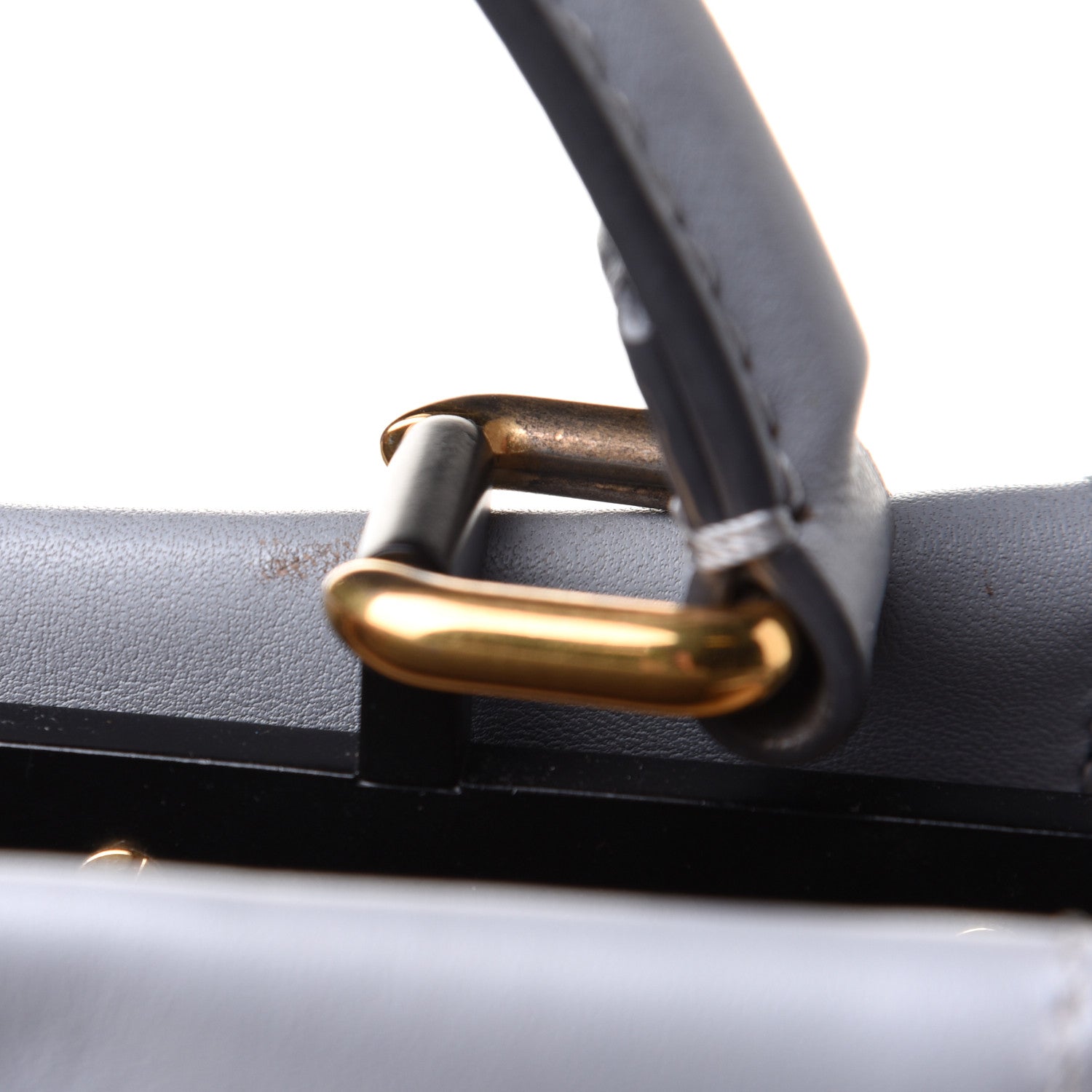 Fendi Vitello Seta Shiny Nappa Medium Peekaboo Iconic Satchel Ardesia Amido 14 of 15