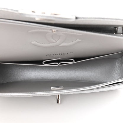 Chanel Glittered Metallic Caviar Quilted Medium Double Flap Silver 5 of 9