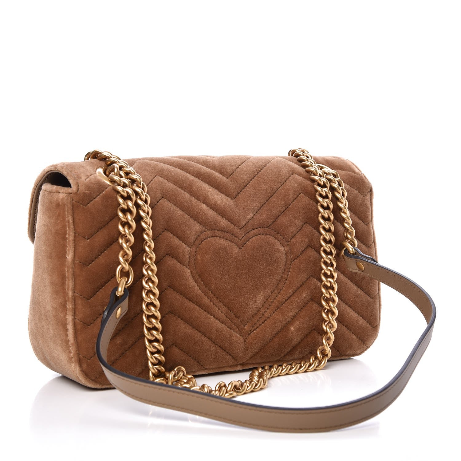Gucci Velvet Matelasse Small GG Marmont Shoulder Bag Taupe 3 of 8