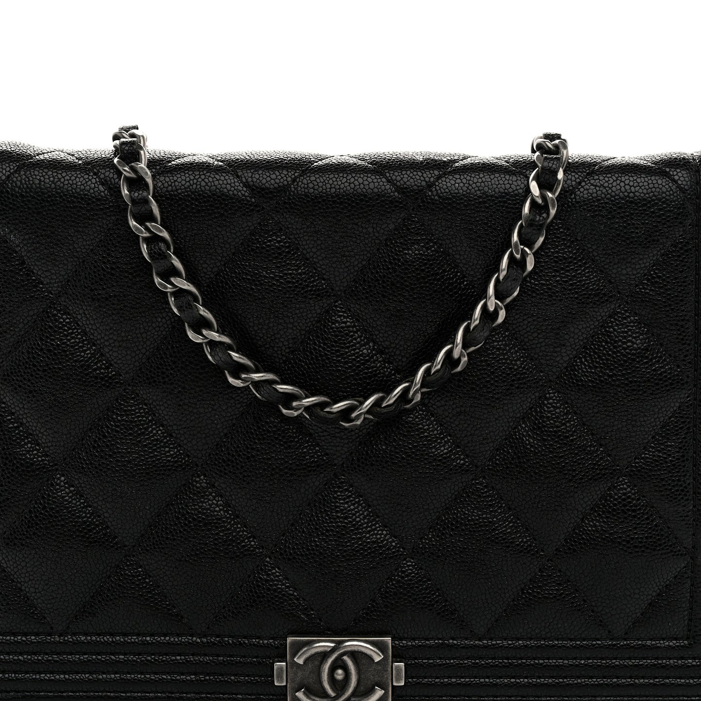 Caviar Quilted Boy Wallet On Chain WOC Black