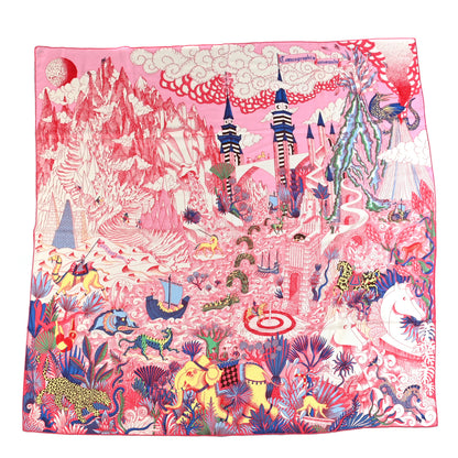 Hermes Cashmere Silk Cosmographia Universalis Shawl 140 Rose White Bleu 1 of 6