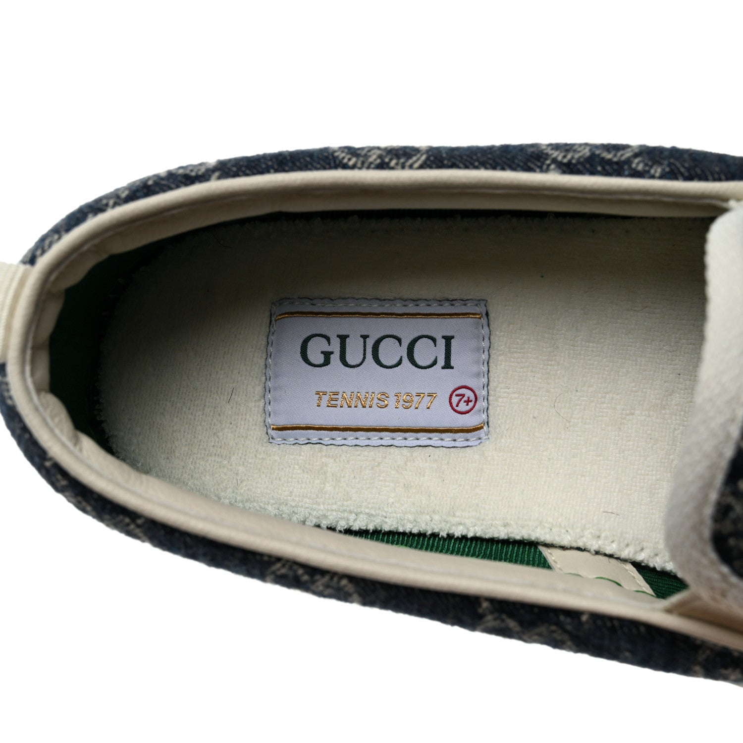 Gucci New Denim GG Monogram Mens 1977 Tennis Slip On Sneakers 7.5 Blue Tea Mystic White 6 of 8