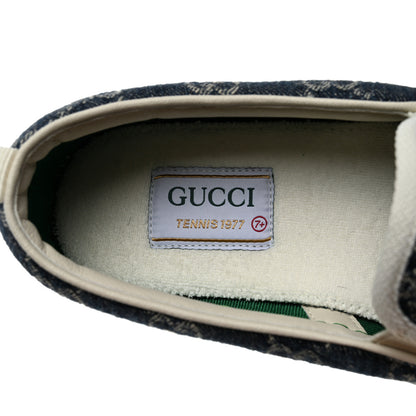 Gucci New Denim GG Monogram Mens 1977 Tennis Slip On Sneakers 7.5 Blue Tea Mystic White 6 of 8