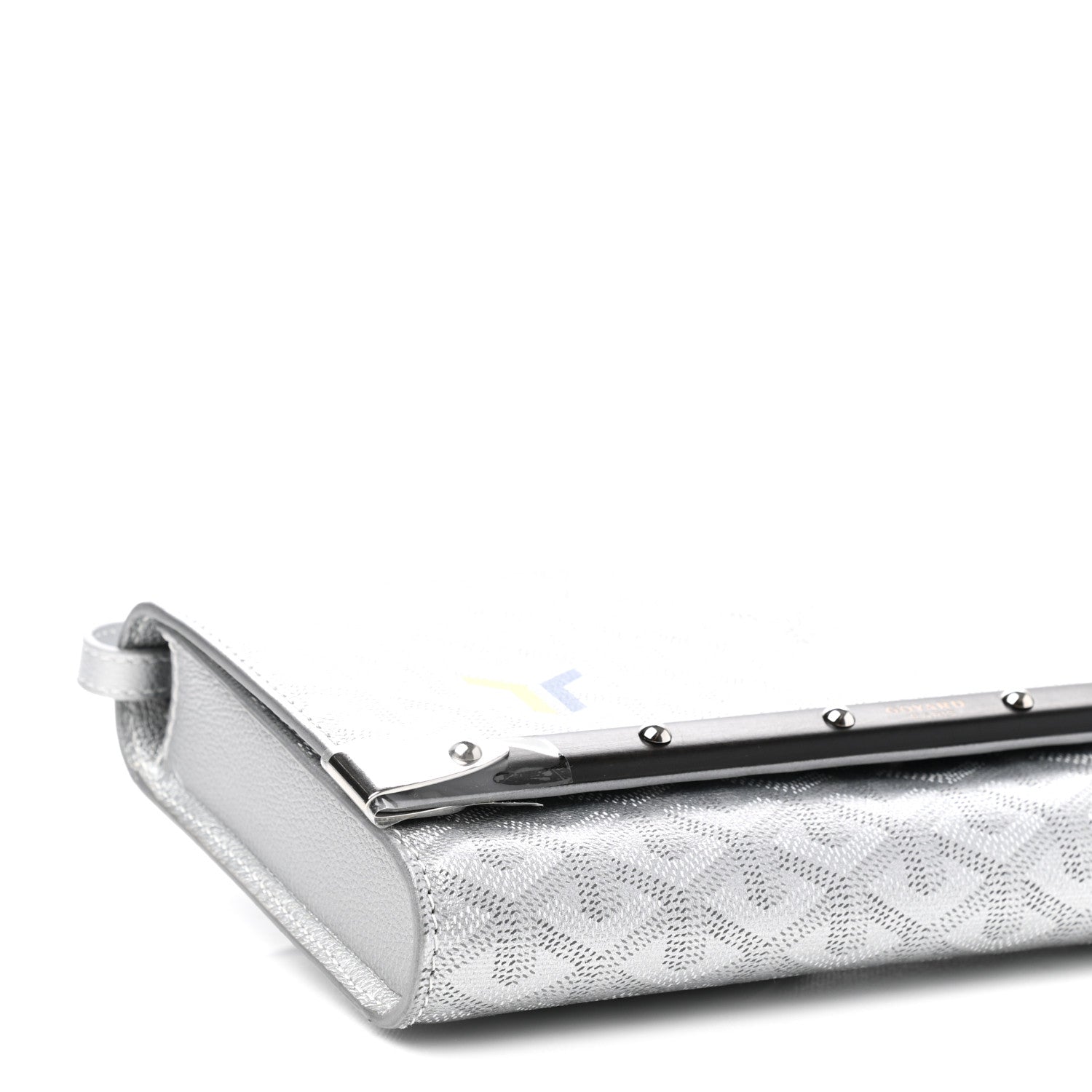 Goyard Goyardine Monte Carlo Bois Clutch With Strap Silver 8 of 10