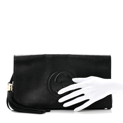 Gucci Pebbled Calfskin Medium Soho Clutch Black 2 of 11