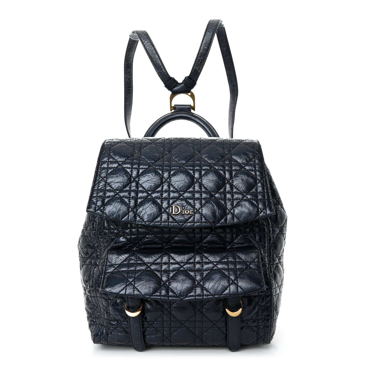 Christian Dior Ceramic Effect Deerskin Cannage Large Stardust Backpack Navy Blue 1 of 10