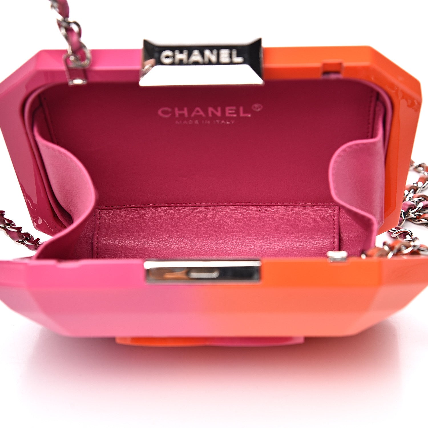 Chanel Faded Plexiglass CC Boy Brick Clutch Pink Orange 4 of 15