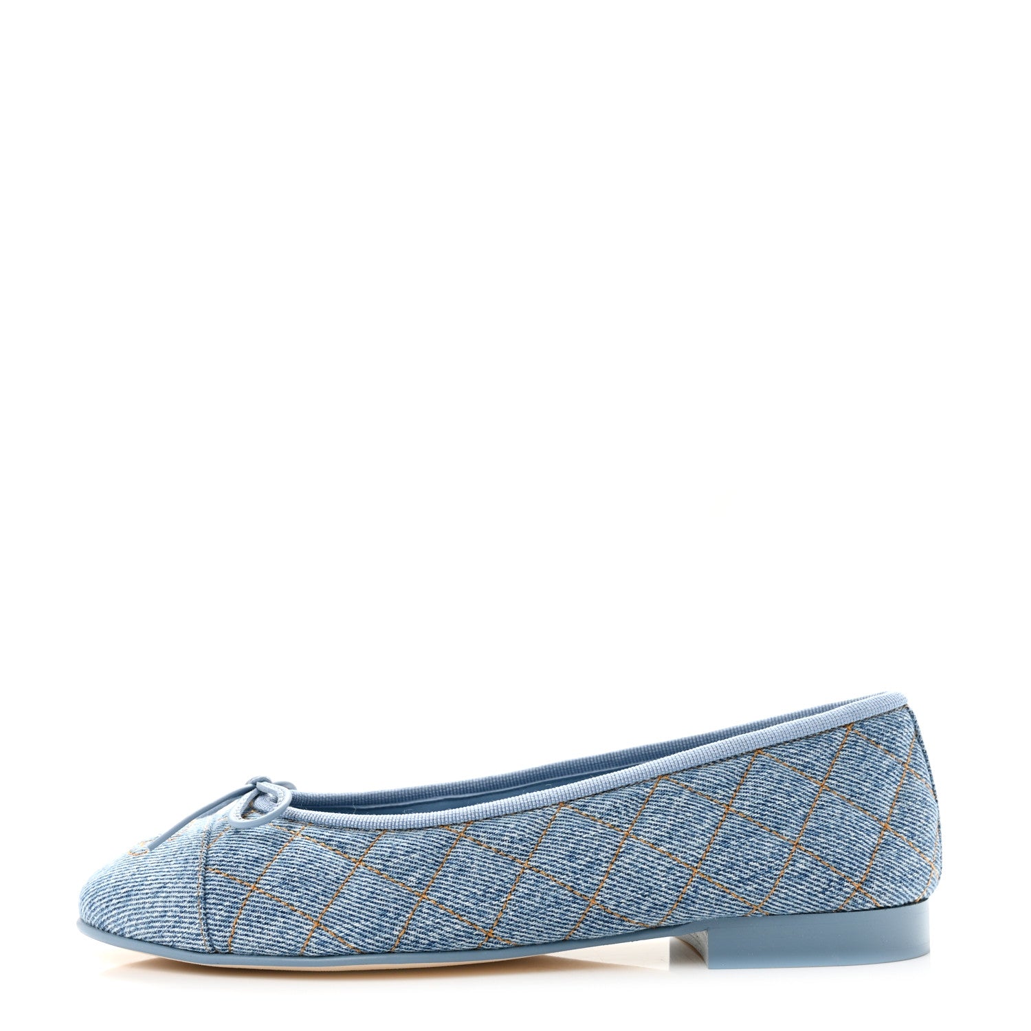 Chanel Denim Quilted CC Cap Toe Ballerina Flats 36 Light Blue 1 of 10