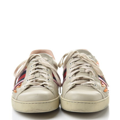 Gucci Calfskin Ayers Web Flames Embroidered Mens Ace Sneakers 10 Off White 2 of 23