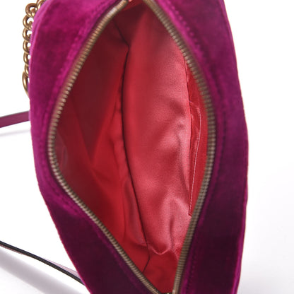 Gucci Velvet Matelasse Small GG Marmont Chain Shoulder Bag Fuchsia Violet Cyclamen 5 of 10