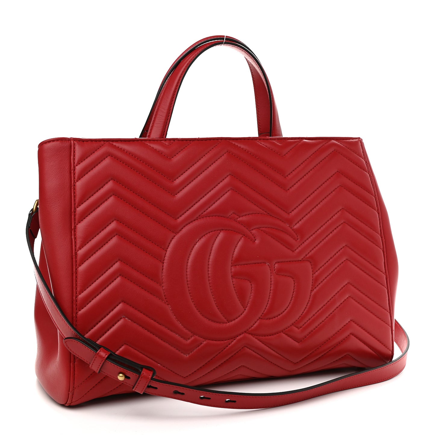 Calfskin Matelasse Medium GG Marmont Tote Hibiscus Red