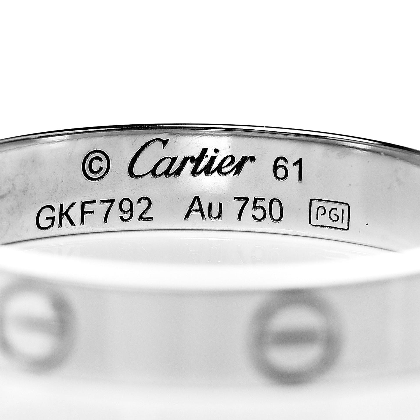 18K White Gold 3.5mm LOVE Wedding Band Ring 61 9.5