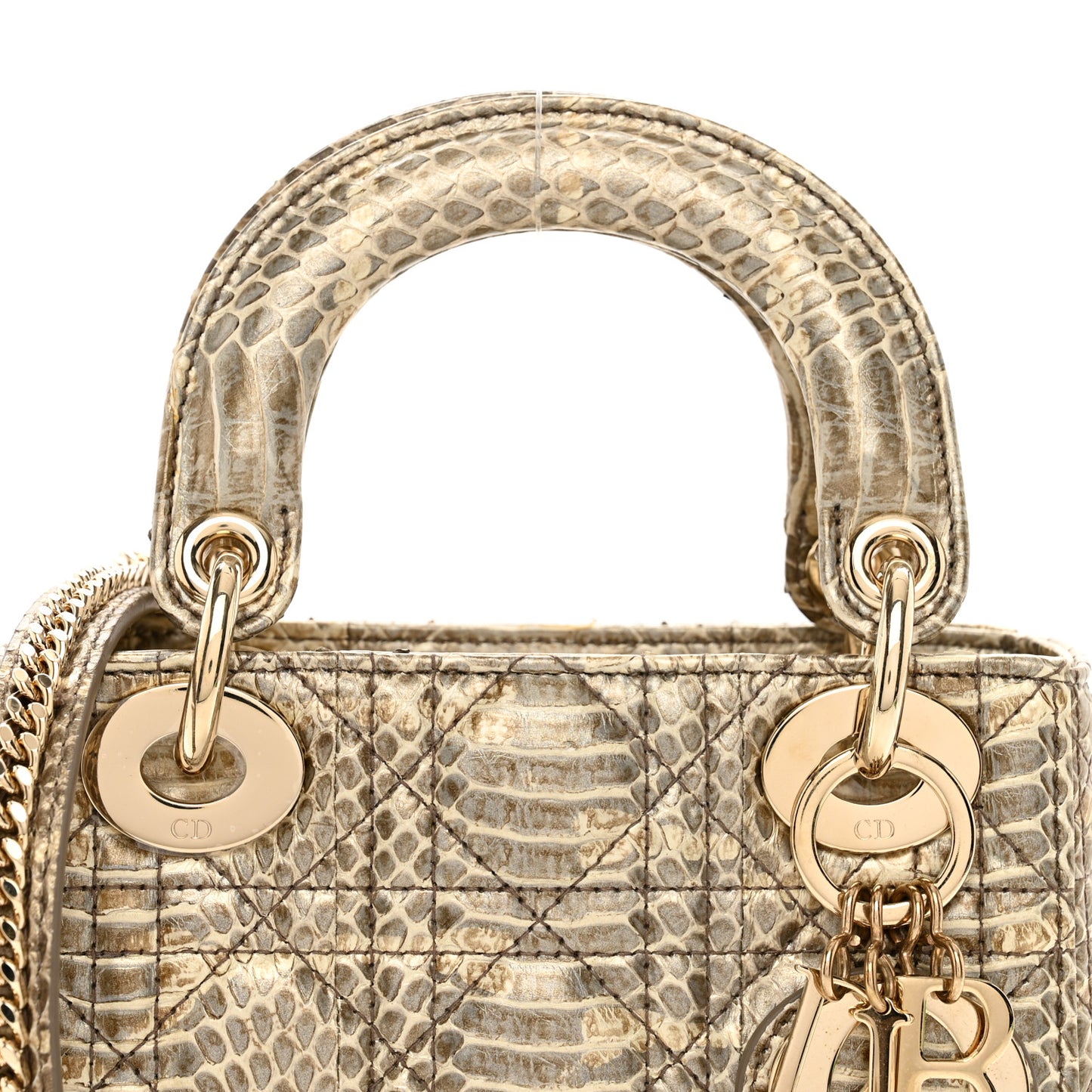 Snakeskin Cannage Mini Lady Dior Beige