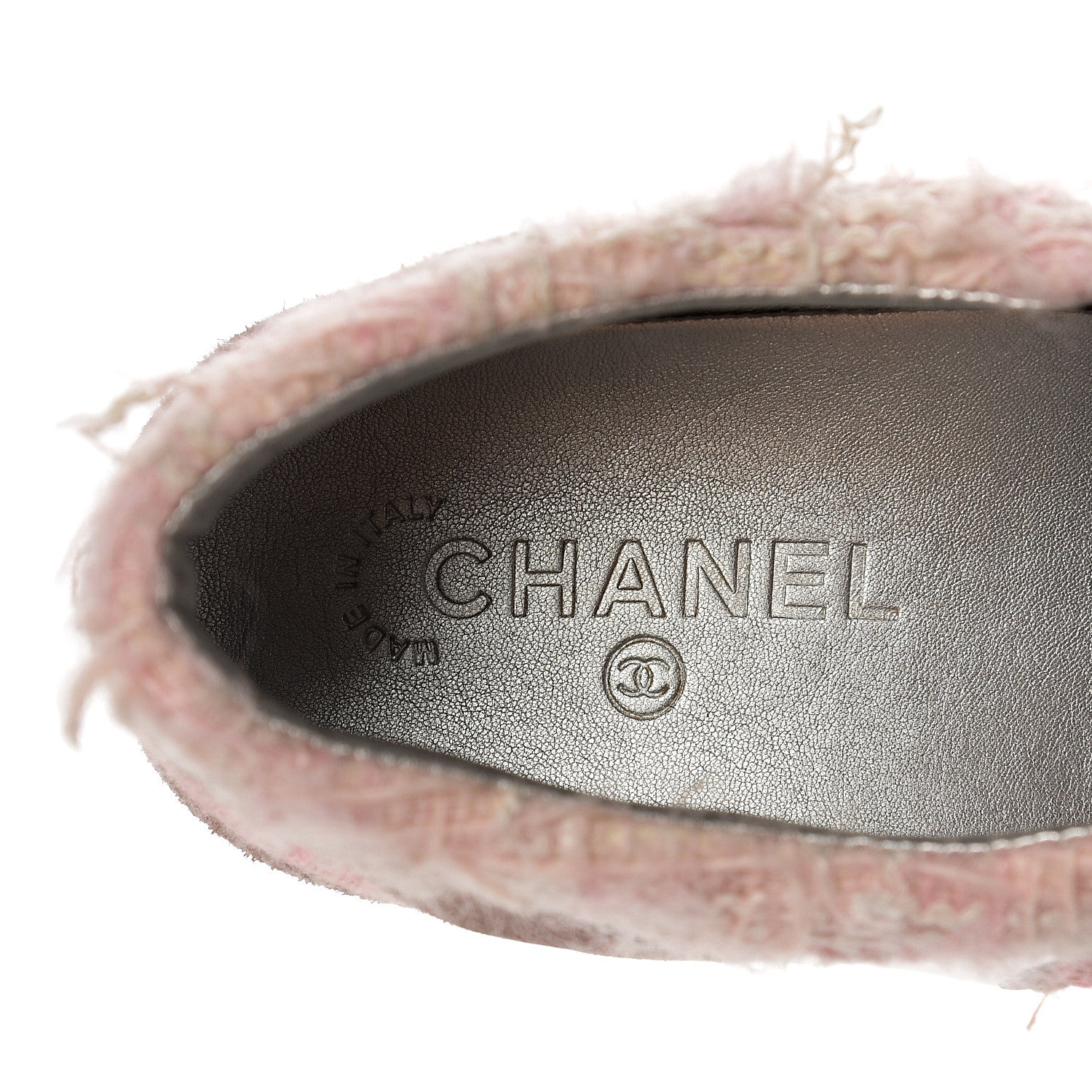 Chanel Tweed Suede Calfskin Sneakers 39 Silver Pink 6 of 11