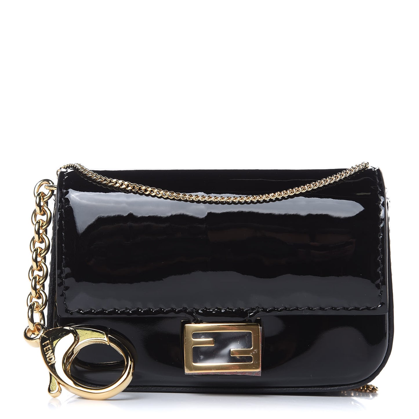 Vitello Vernice Mou Nano Baguette Belt Charm Black