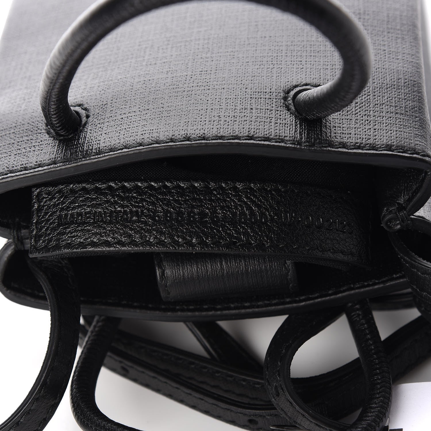 Balenciaga Squared Calfskin Logo Shopping Phone Holder Bag Black 8 of 9