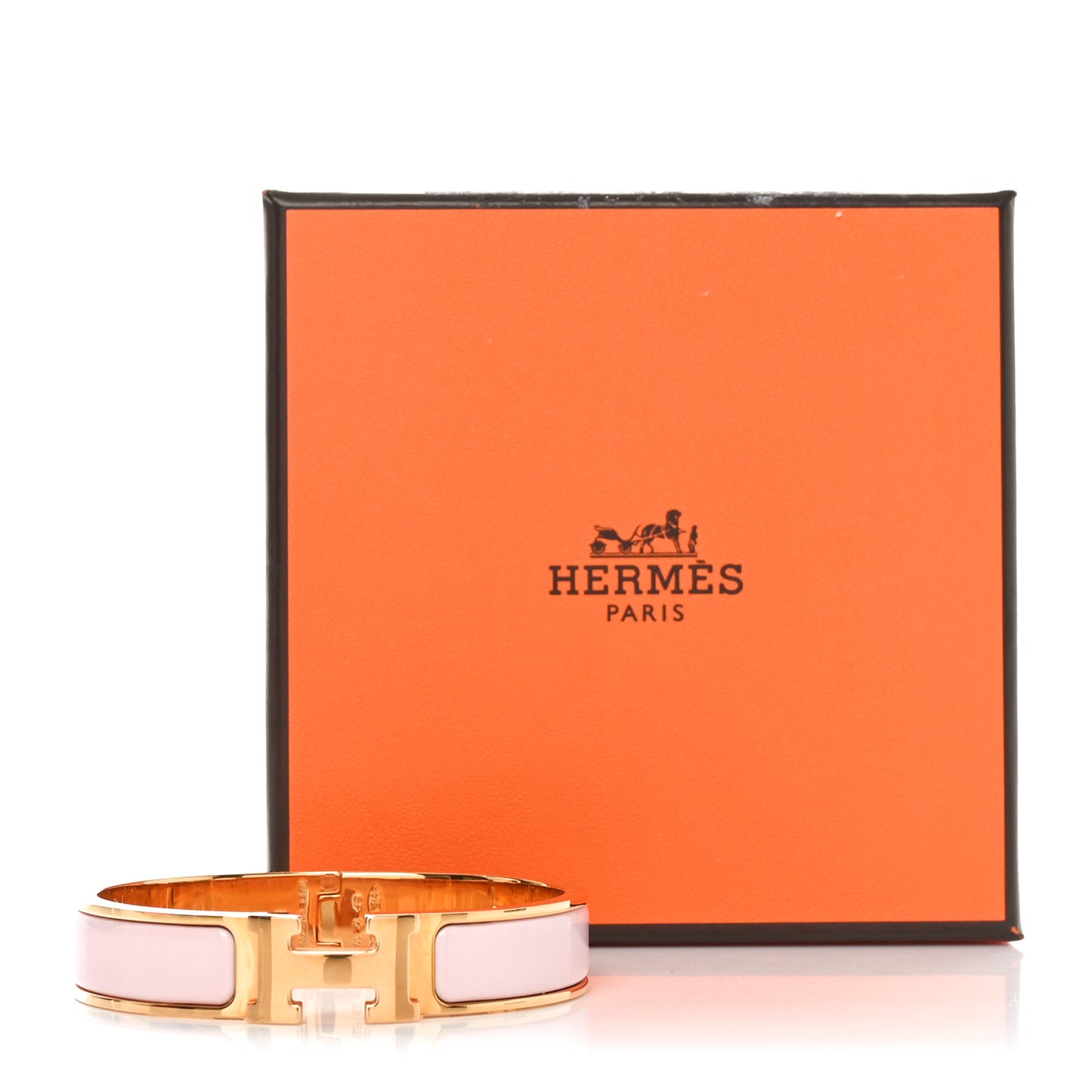 Enamel Narrow Clic Clac H Bracelet PM  Rose Candeaur