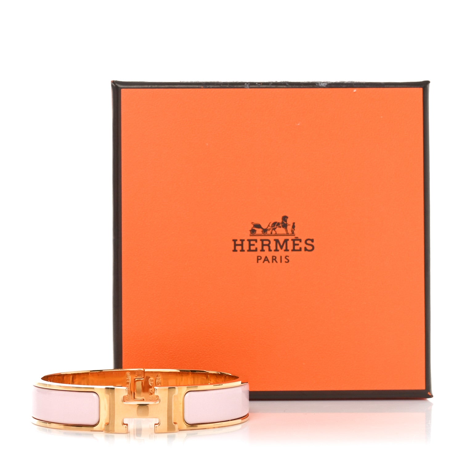 Hermes Enamel Narrow Clic Clac H Bracelet PM  Rose Candeaur 4 of 4