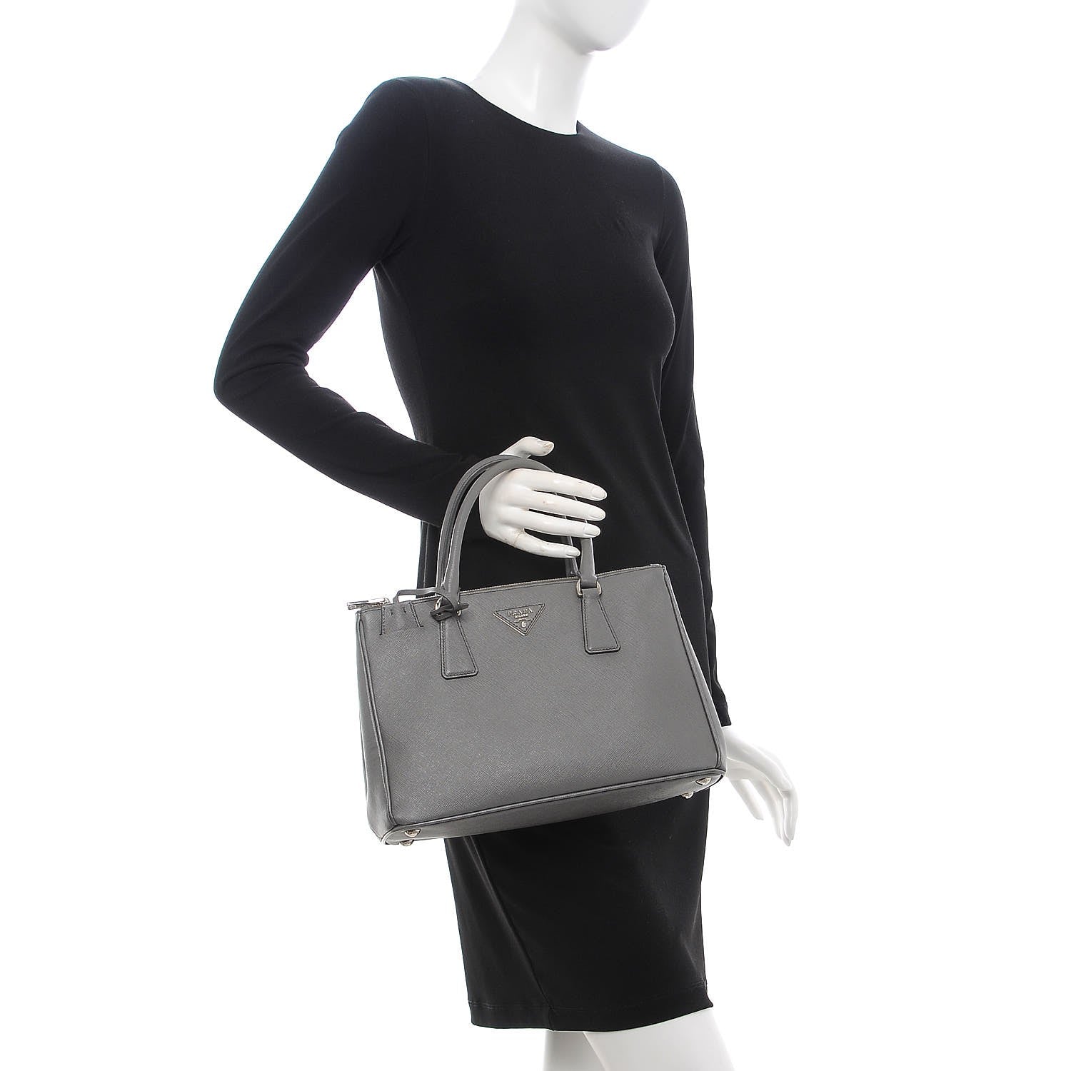 Prada Saffiano Small Galleria Double Zip Tote Marmo 3 of 13