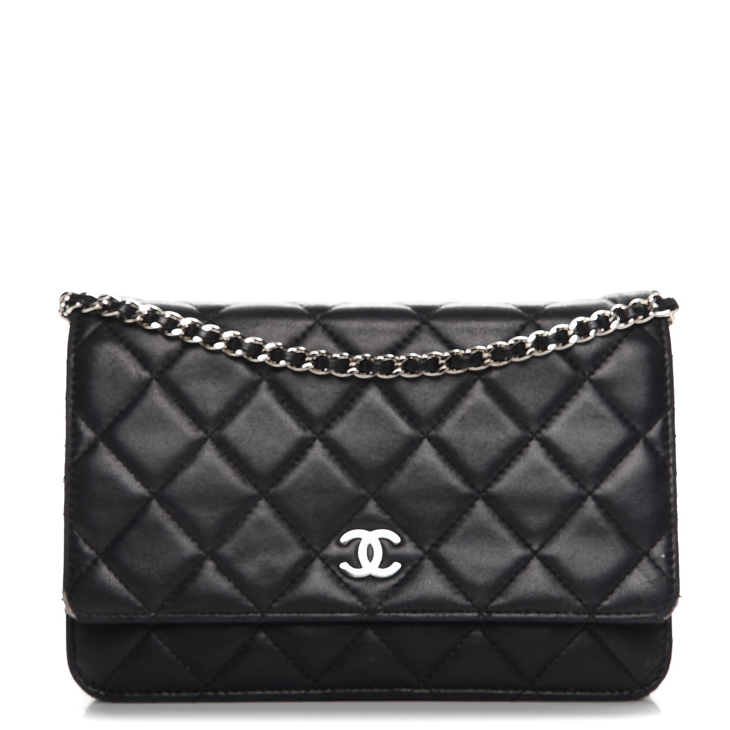 Lambskin Quilted Wallet On Chain WOC Black