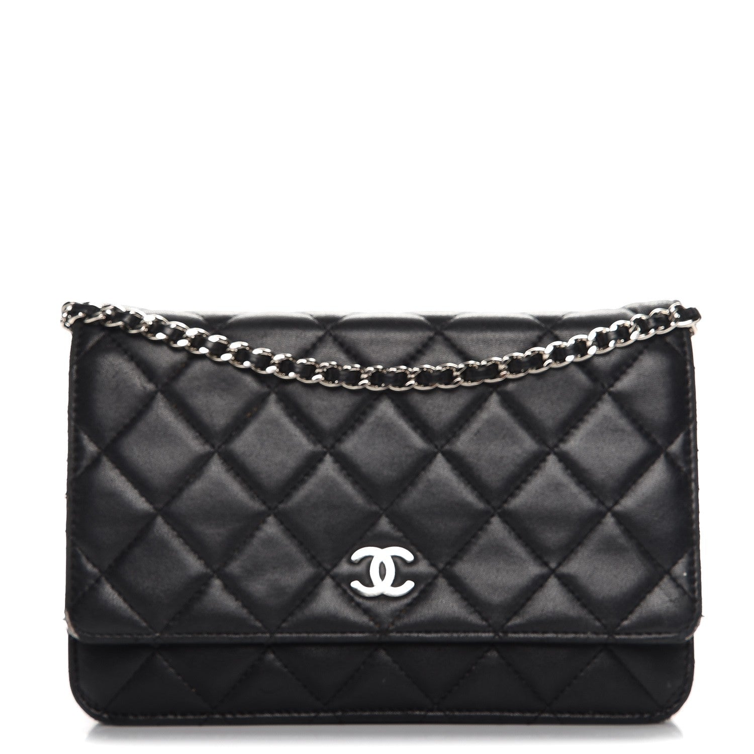 Chanel Lambskin Quilted Wallet On Chain WOC Black 1 of 19