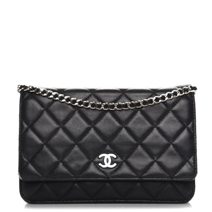 Chanel Lambskin Quilted Wallet On Chain WOC Black 1 of 19